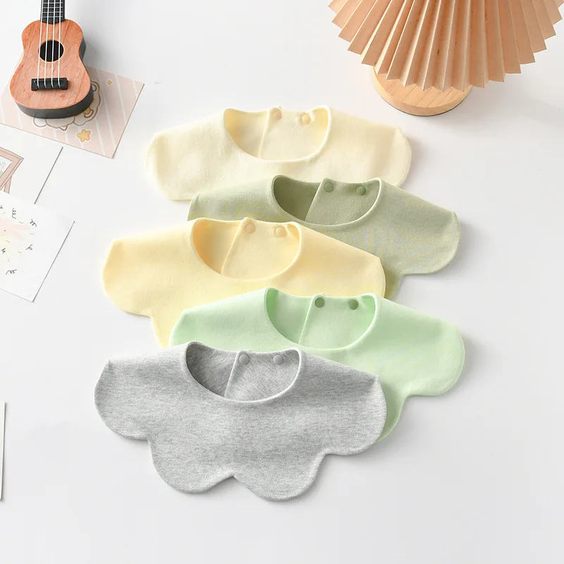 Koreanischen Stil Solide Baby Fütterung Sabbern Lätzchen Neue Kleinkinder Baumwolle Blütenblatt Speichel Handtuch Weiche Spucktuch Für Neugeborene Kleinkind Kinder Lätzchen