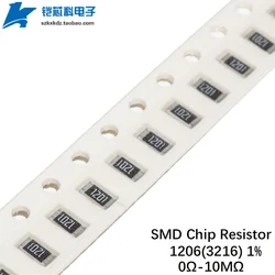 500Pcs 1206 1% SMD Resistencia 1206 0Ohm 1R-10M 1.2 4.7 2.4 3 10 47 100 120 R Ohm 1K 4.3K 10K 100K 1M Resistencia 1/4W