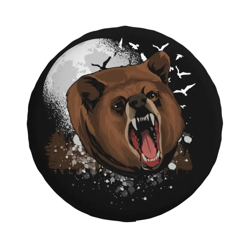 Scary Grizzly Bear Tire Cover 4WD 4x4 RV Spare Wheel Protector for Prado Pajero Jeep 14