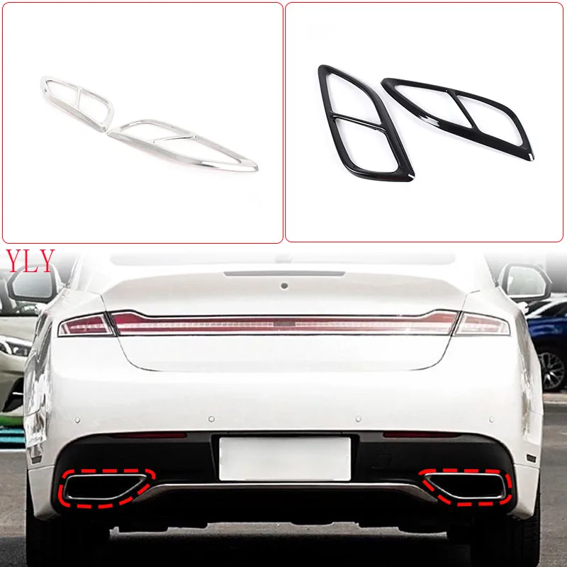 

Stainless Steel Glossy Black For Lincoln MKZ 2017-2021 Car tail throat exhaust muffler pipe decorative cover External accesses