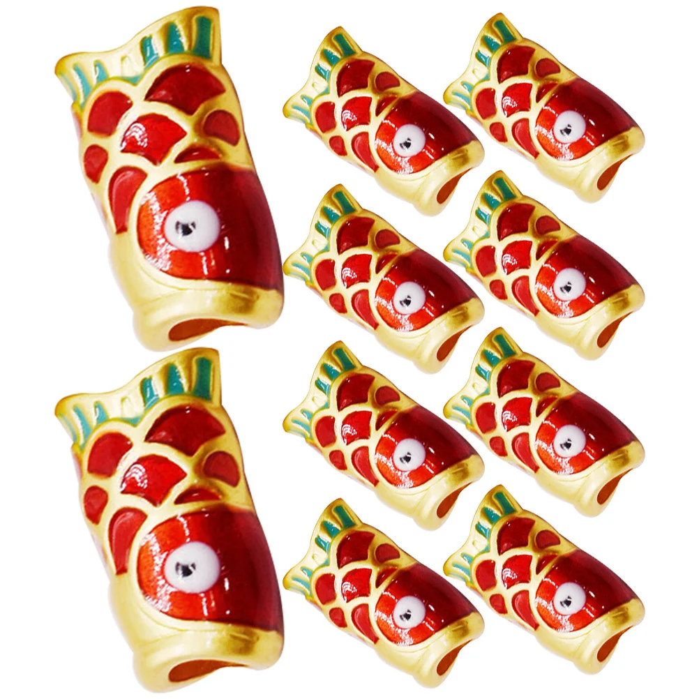 

10Pcs Red Fish Tube Barrel Beads Koi Fish Charms DIY Bracelet Jewelry Making Accessories Design Safe Practical