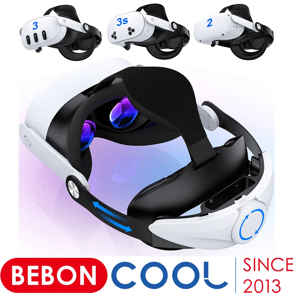 

BEBONCOOL VR Headset Strap for Meta Quest 3S/3/2 Adjustable Comfort & Pressure-Reducing - Stable Gaming Gear