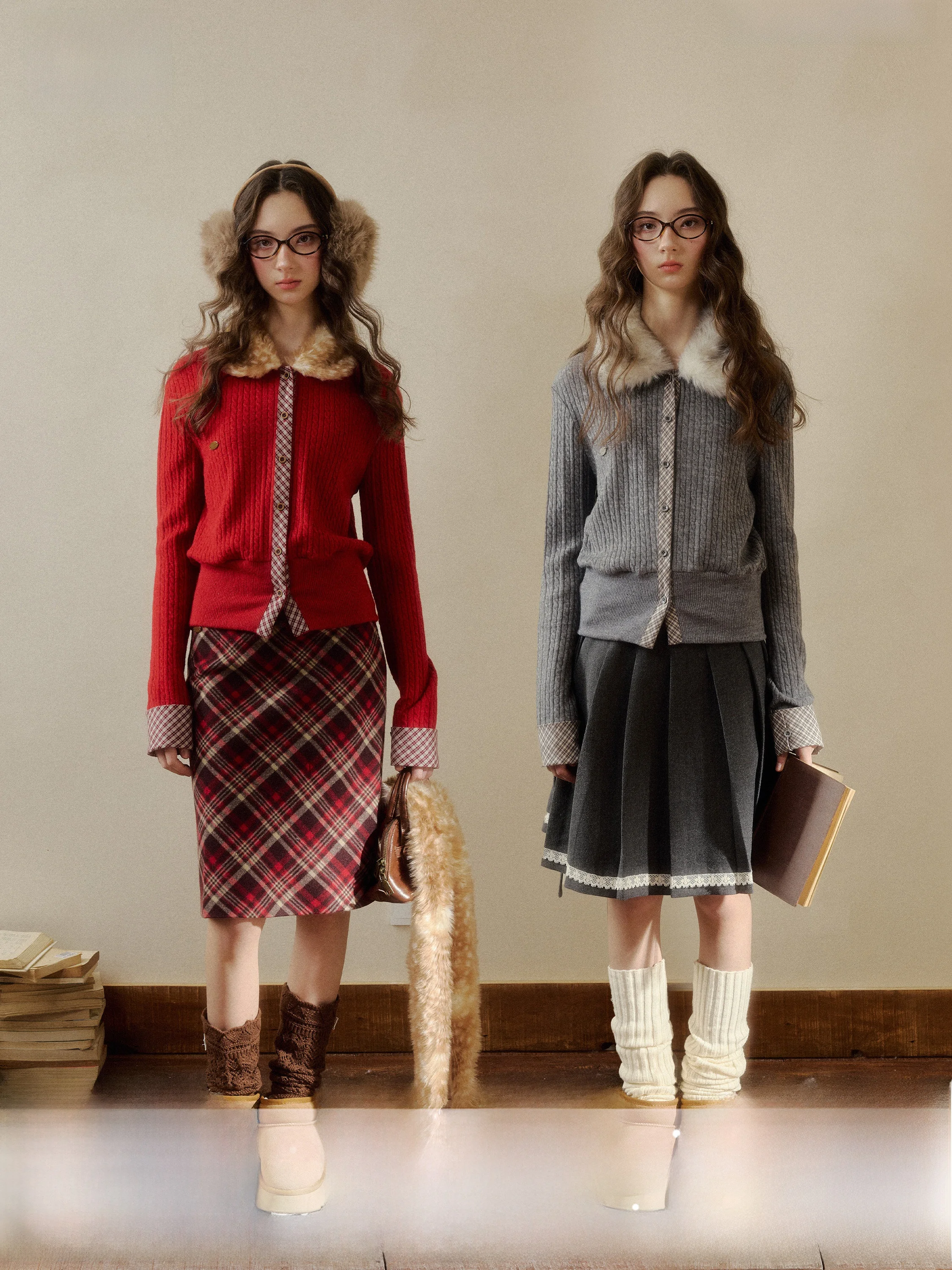 

Ретро-свитер SunsetPark с цветными блоками и воротником в клетку, длинный рукав, вязаная одежда для девочек, осенне-зимняя модная женская одежда