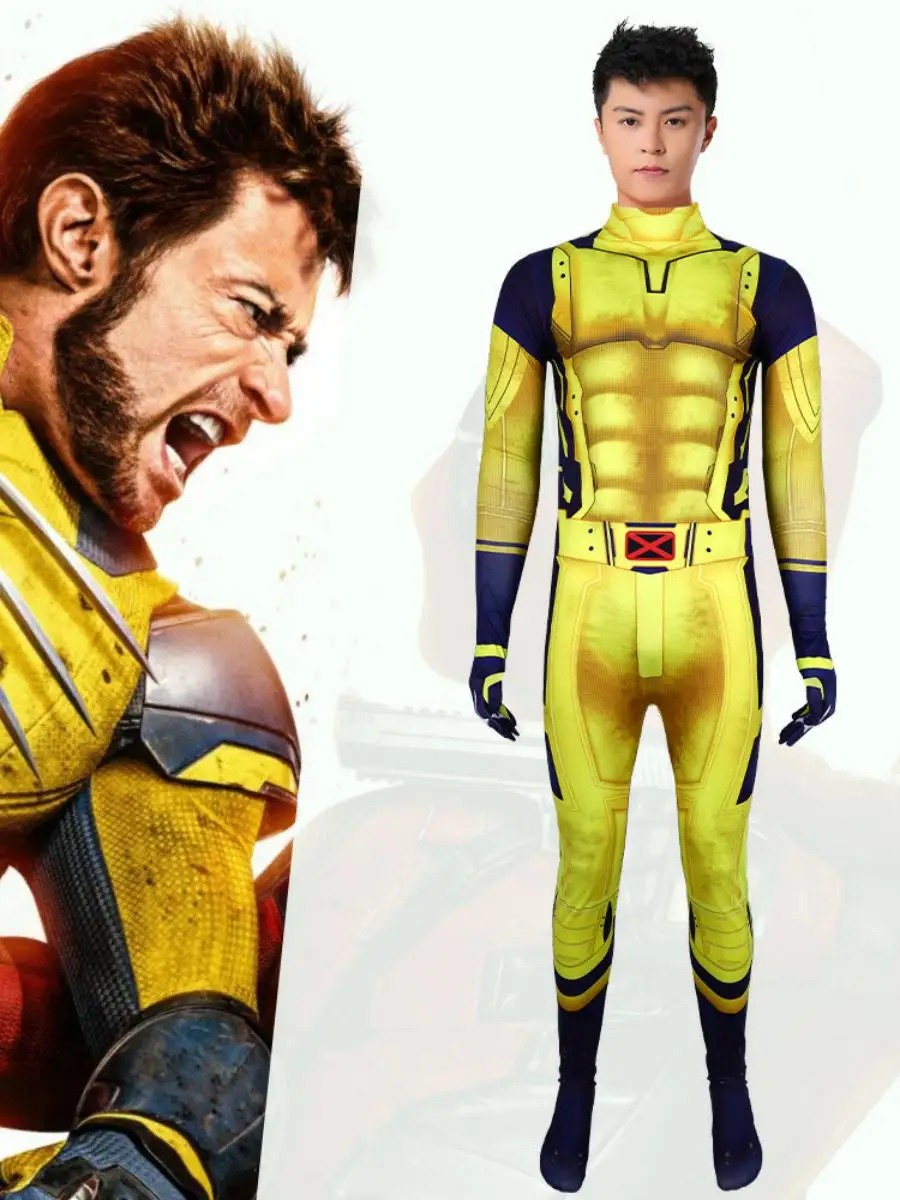 

loween Deadpool And Wolverine Movie Cosplay Suit Tight Onesie Wolf Uncle Stage Performance Clothes Women's Ethnic Costume