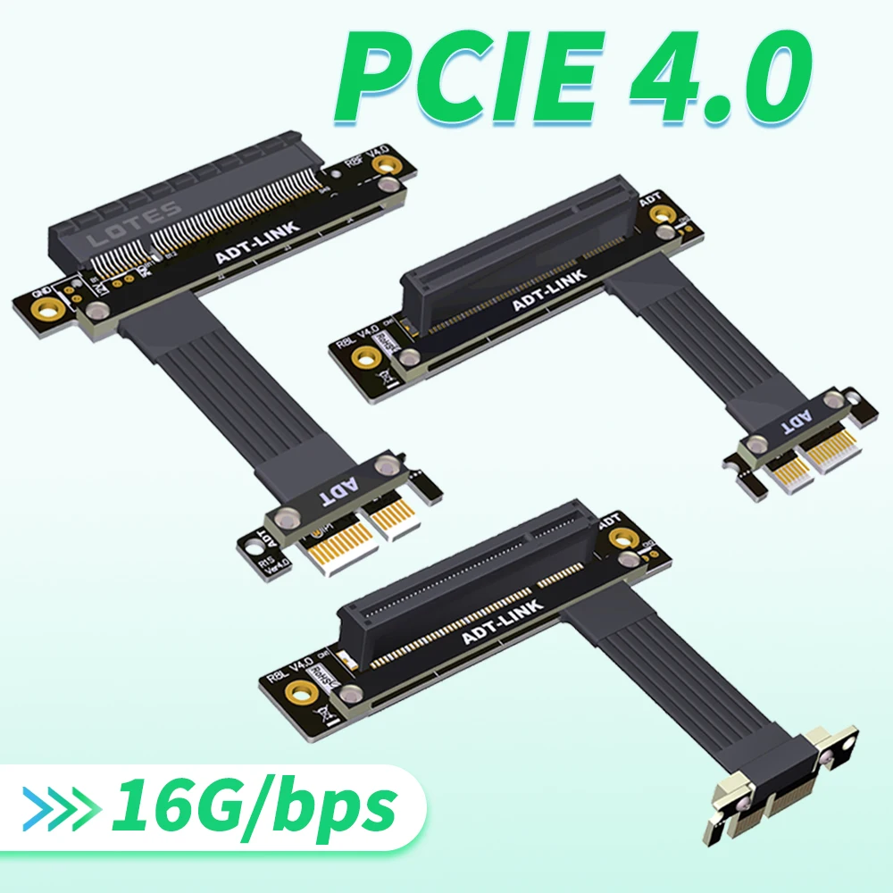 Riser PCI Express 4.0 X1 To X8 Turn 90/180 Degree Splint Vertical Extension Cable 16G/bps for PCIe X8 NVMe SSD, LAN, Video Cards