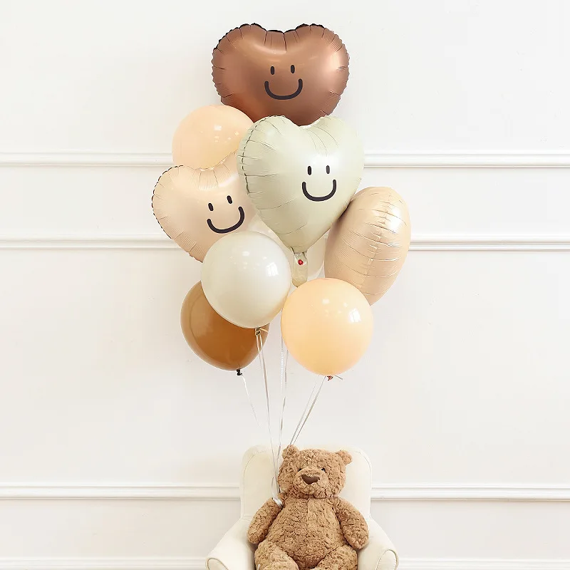 Birthday decoration: Cream colored digital balloons for children and boys, 1-year-old party background and scene decoration