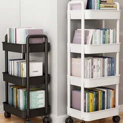 Bookshelf Storage Trolley Mobile Kitchen Organizer Cart With Wheels Multi-Layer Bathroom Shelves Household Snacks Storage Rack