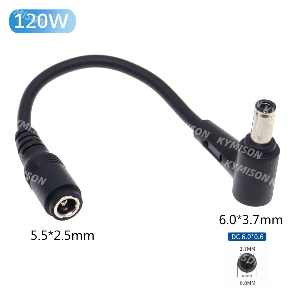 Kabel zasilający do laptopa, adapter z żeńskiego gniazda 5.5x2.5mm na męskie złącze 6.0x3.7mm, przewód zasilający do Asus GL703GS GX501GI GX501VI GM501GS