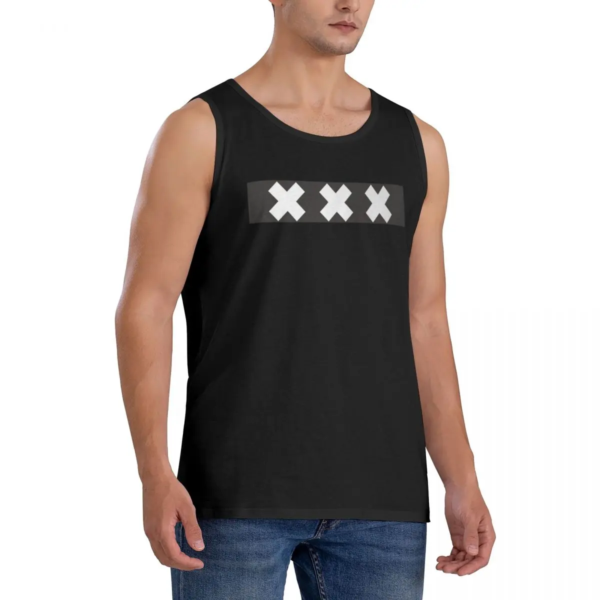 100% Cotton Amsterdam Flag Sleeveless T-Shirt Men Workout Sports Clothing Tops Men's Crew Neck Vest view 2
