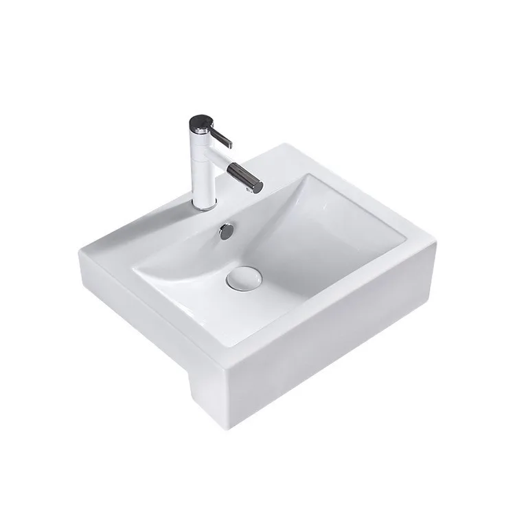 Premium high-quality wash basin Ceramic integrated basin Art style Semi-embedded square basin Wash table