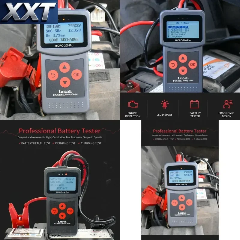 XXT Battery 12V24V English version to measure the quality of the battery, voltage internal resistance, power life
