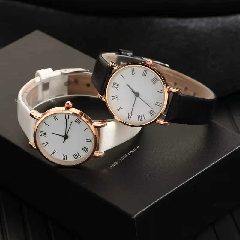 2PCS/Set Women's Watch Shiny Fashion PU Leather Analog Quartz Watches Luxury Women Simple Dial Ladies Watches Reloj Mujer