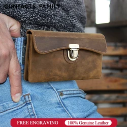Genuine Leather Phone Case Belt Clip Waist Bag for iPhone 17 16 15 14 13 Samsung Galaxy 5.4-6.9 inch Cellphone Pouch Men
