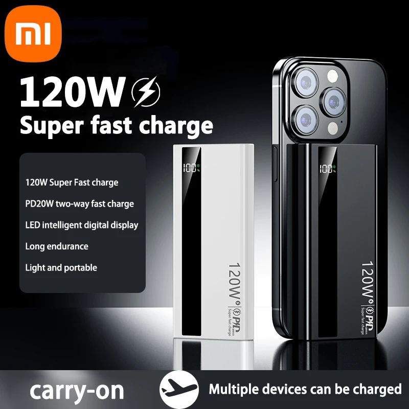 Xiaomi Power Bank 200000mAh Large Capacity Power Bank 120W Fast Charging Outdoor Emergency Power Supply for iPhone Samsung