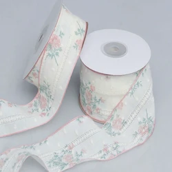 1 Piece of 5cm Wide and 1m Long Hollow Flower Chiffon Ribbon Fabric DIY Sewing Accessories Clothing Decoration Bow Tie