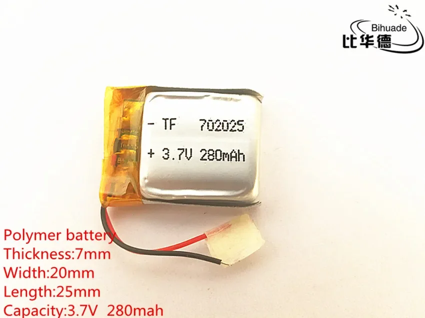 3.7V bateria litowo-polimerowa 702025 MP3 zestaw słuchawkowy Bluetooth bezprzewodowy zestaw słuchawkowy bezprzewodowa mysz 280mAH