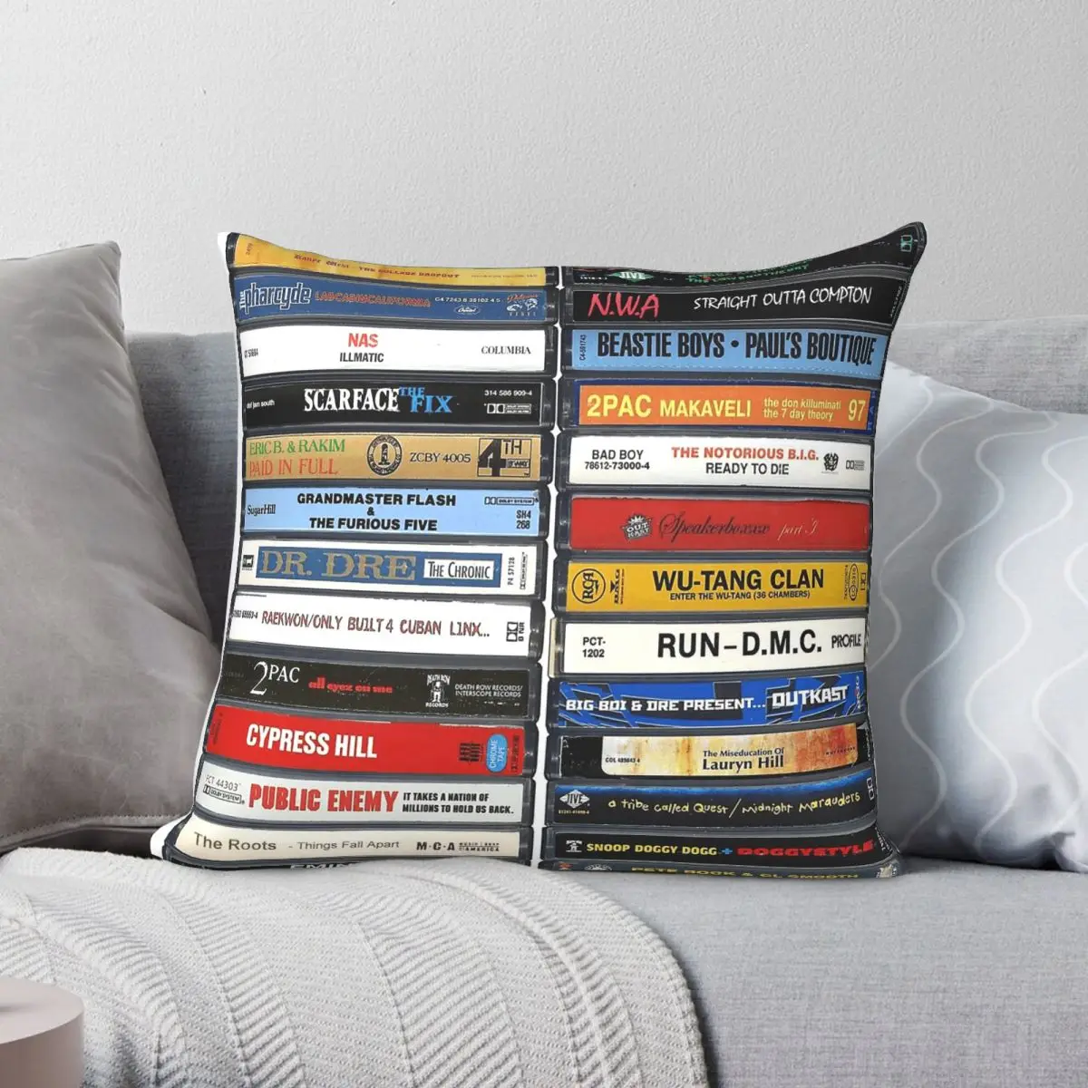 Hip Hop Albums Cassette Square Pillowcase Polyester Linen Velvet Printed Zip Decor Throw Pillow Case Home Cushion Case 18