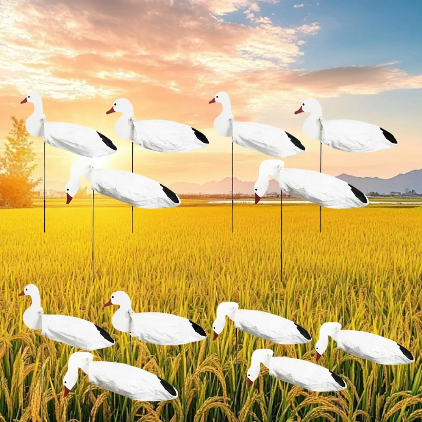 

Goose Silhouette Decoys Wind Powered Motion Kit Durable Ironwork Duck Bird Decoy Set for Waterfowl Hunting Outdoor Pond
