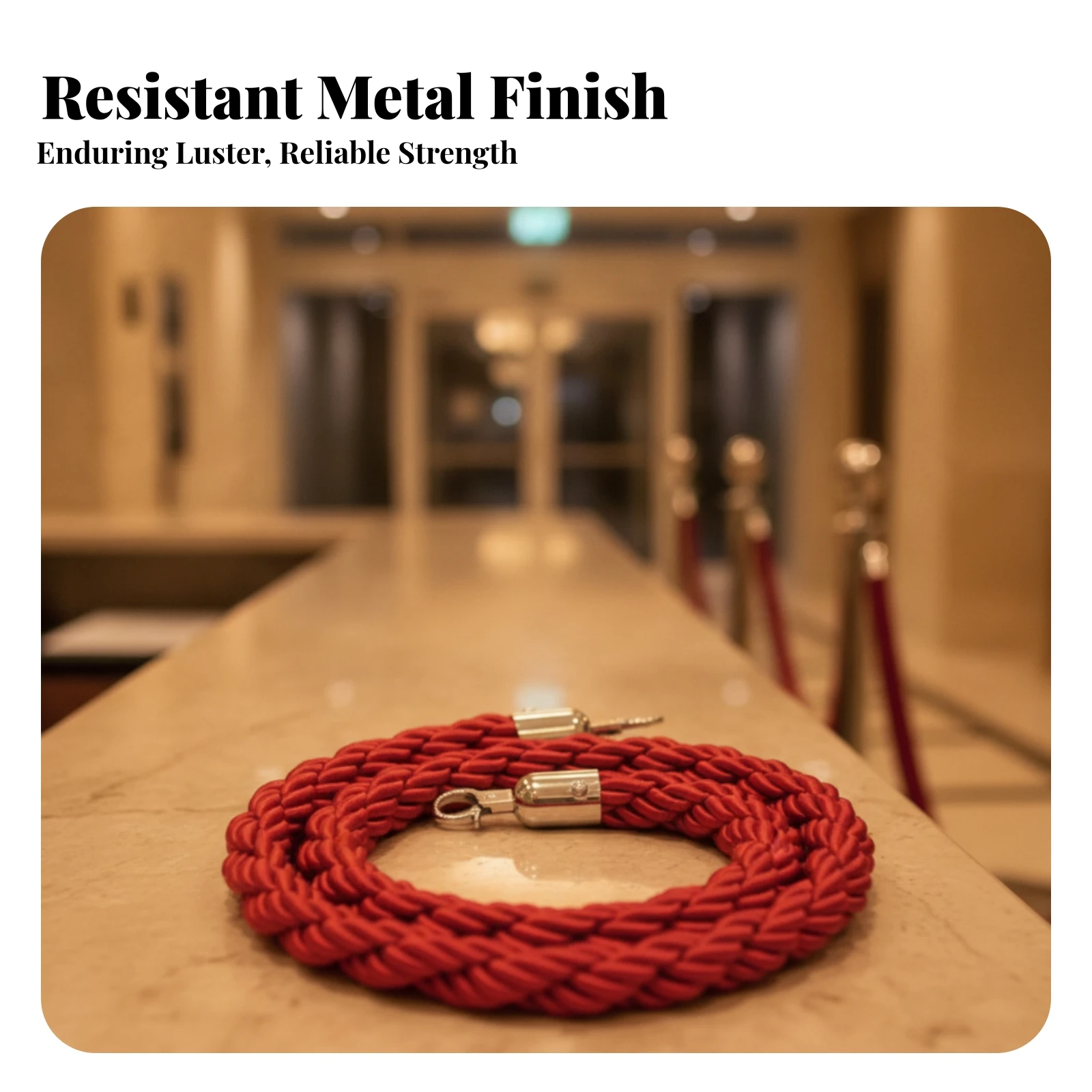 Braided Rope Barrier Metal Clips Stanchion Rope Elegant Look Wear Resistant