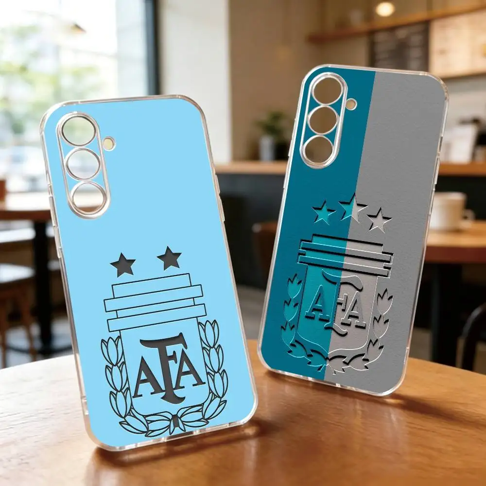 Funda de silicona transparente para teléfono con bandera de apoyo al fútbol argentino, suave, para Samsung A10,12,20,21S,30,31,40,50,51,52,70,71