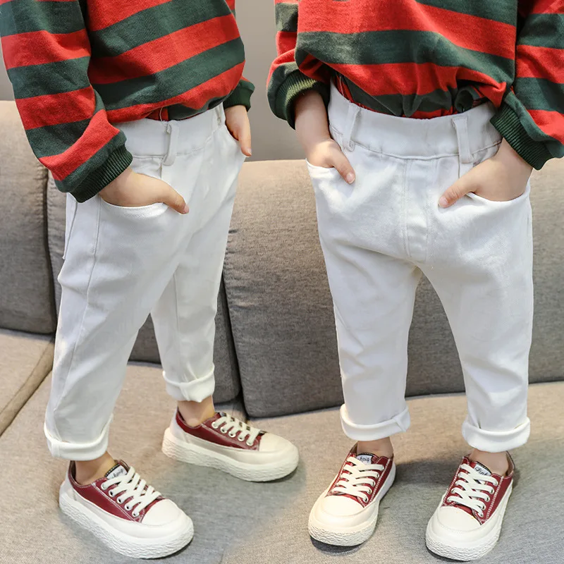 New Spring Summer Children Clothes Fashion Baby Girls Ripped Jeans Toddler Boys White Pants Kids Broken Hole Trousers