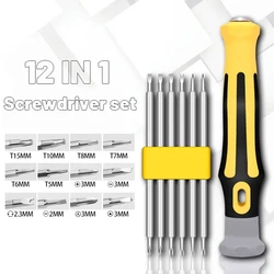 12 in 1 Precision Screwdriver Set with Torx Phillips Drill Bits Portable Mini Repair Tool Kit for Drone Watch Glasses Camera PC