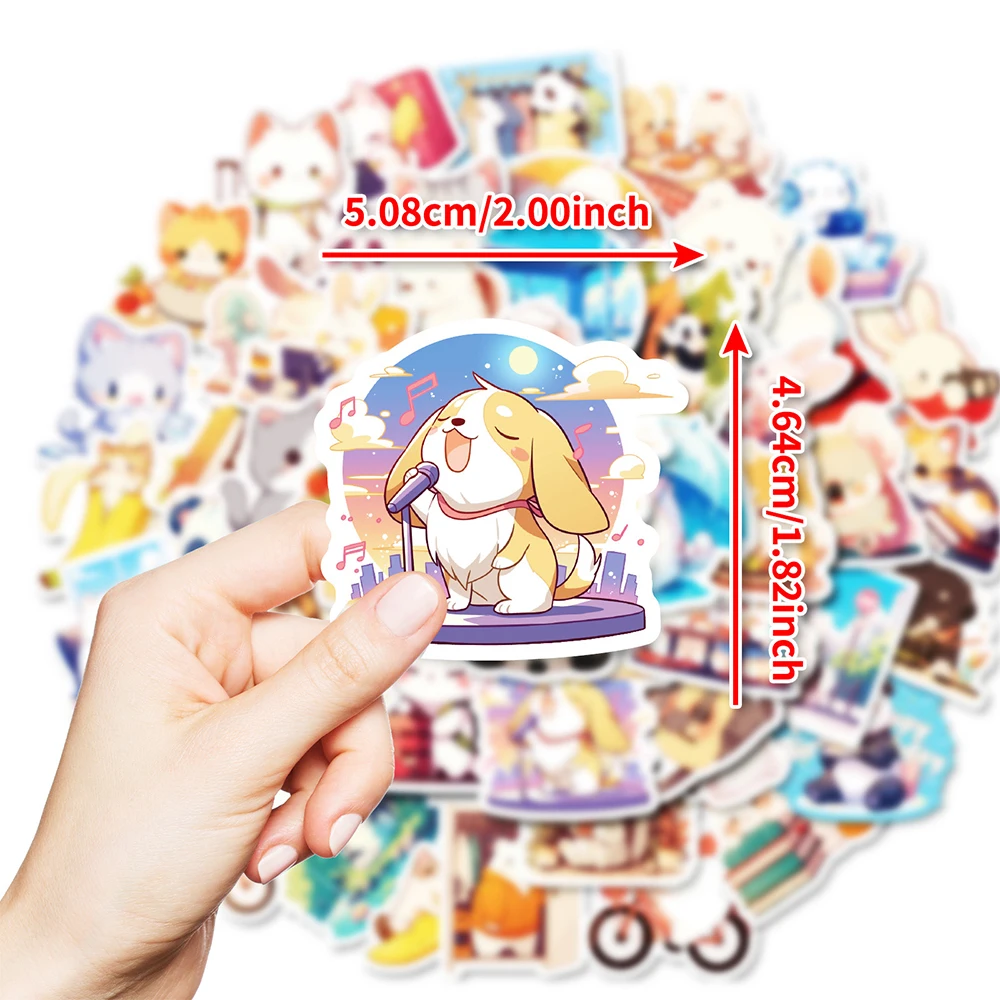 

10/30/50pcs Funny Cartoon Animals Daily Life Stickers Cute Creative Graffiti Decals DIY Laptop Suitcase Phone Sticker Kids Toy