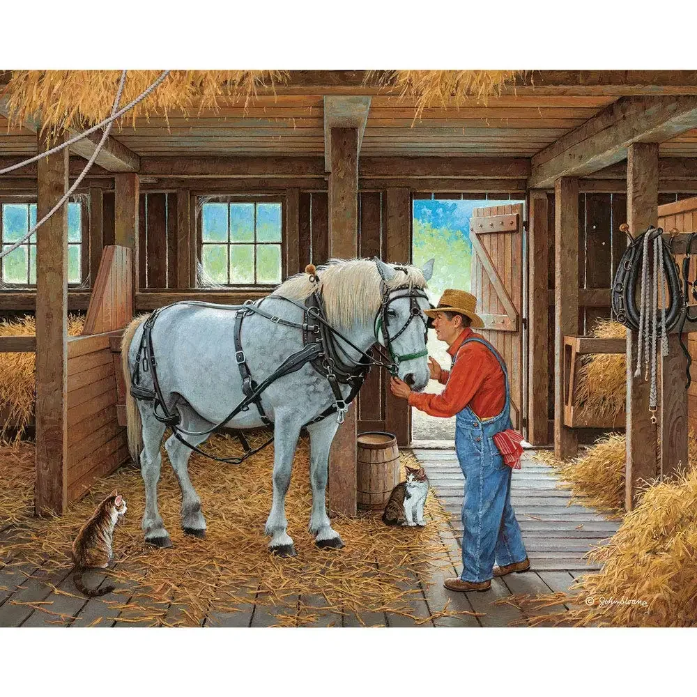 1314/1000/520 Pieces Puzzles for Farmer Horse Barn Jigsaw Puzzles for  Bedroom Livingroom Challenging Family Activity Games