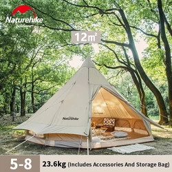 Naturehike 5-8 Person Cotton Fabric Series Tent Large Space  Sun Shelter Family Tent Waterproof For Outdoor Camping Hiking