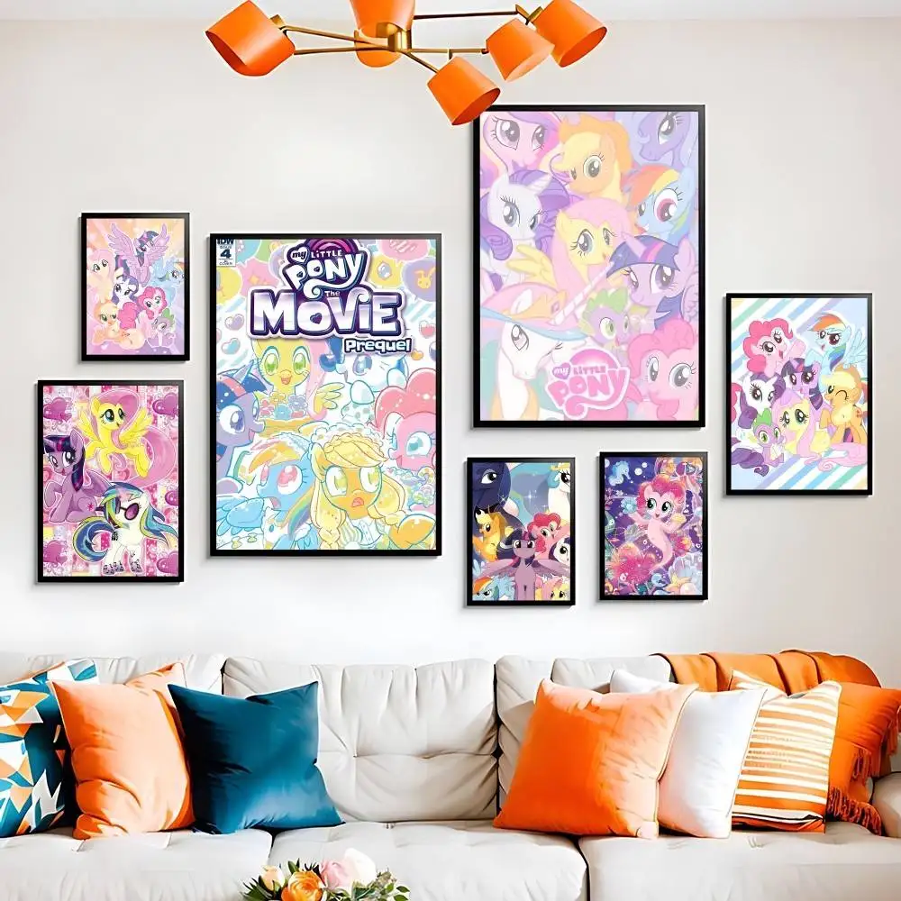Niedliche M-My Cartoon P-Pony L-Little hochwertige, wasserfeste Wandkunst-Filmposter für Wohnzimmer, Schlafzimmer, Retro-Raumdekoration, Geschenk