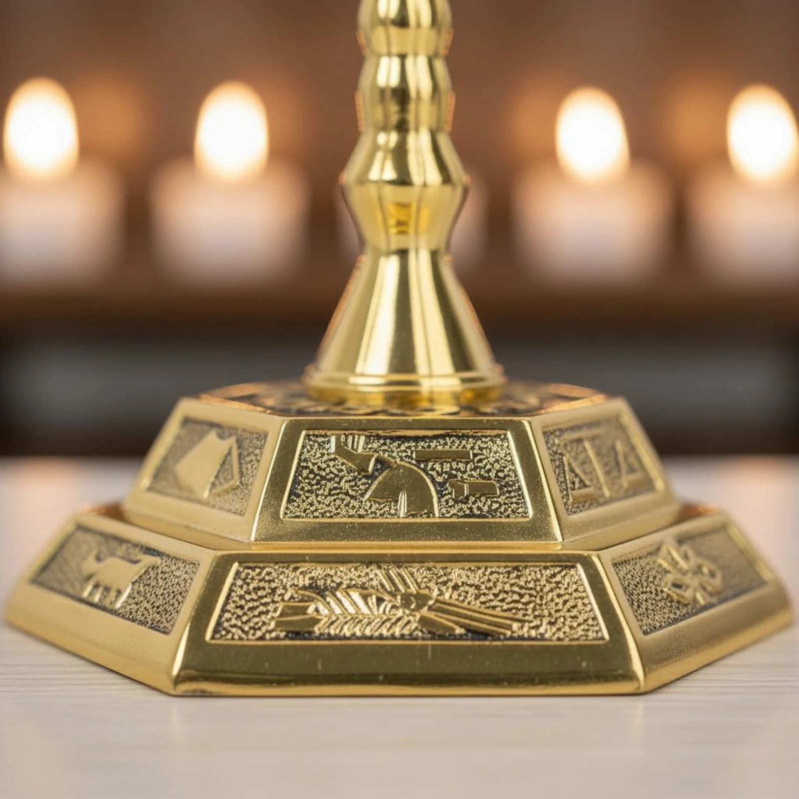 

Seven Branch Menorah Traditional Design 7-Branch Menorah 7 Arm Candlestick Decorative Display Religious Decor Sturdy Base
