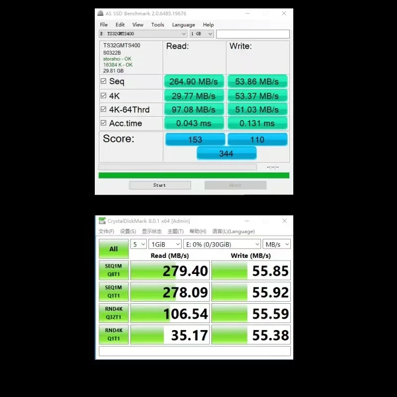 Solid State Drive com Independente e Cache, Novo SSD NGFF, 32GB, 2242, Protocolo SATA3, M2, MLC, TS32GMTS400