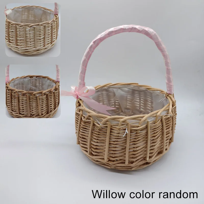 Wedding Flower Basket Bridesmaid Flower Girl Basket Vintage Hand-woven Wedding Props