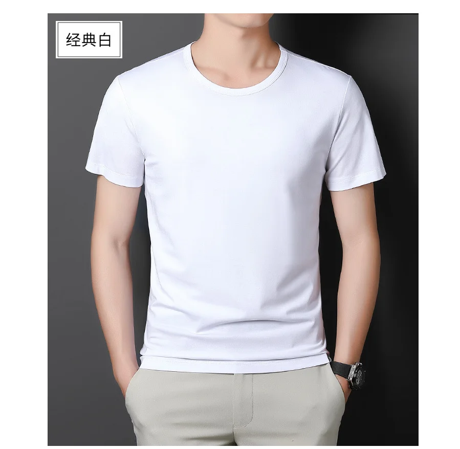 Tees Men T-shirts White Black Short Sleeve Loose Round Neck Bottoming Shirts Trendy Casual Solid Color Pullover Male Clothing
