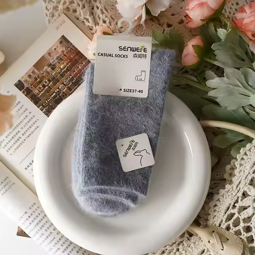 Sock Leisure Ankle Crew Fuzzy Autumn Winter Rabbit Fur Women mid-calf Thickened Warm Soft Wool Socks 8W96 - Image 21