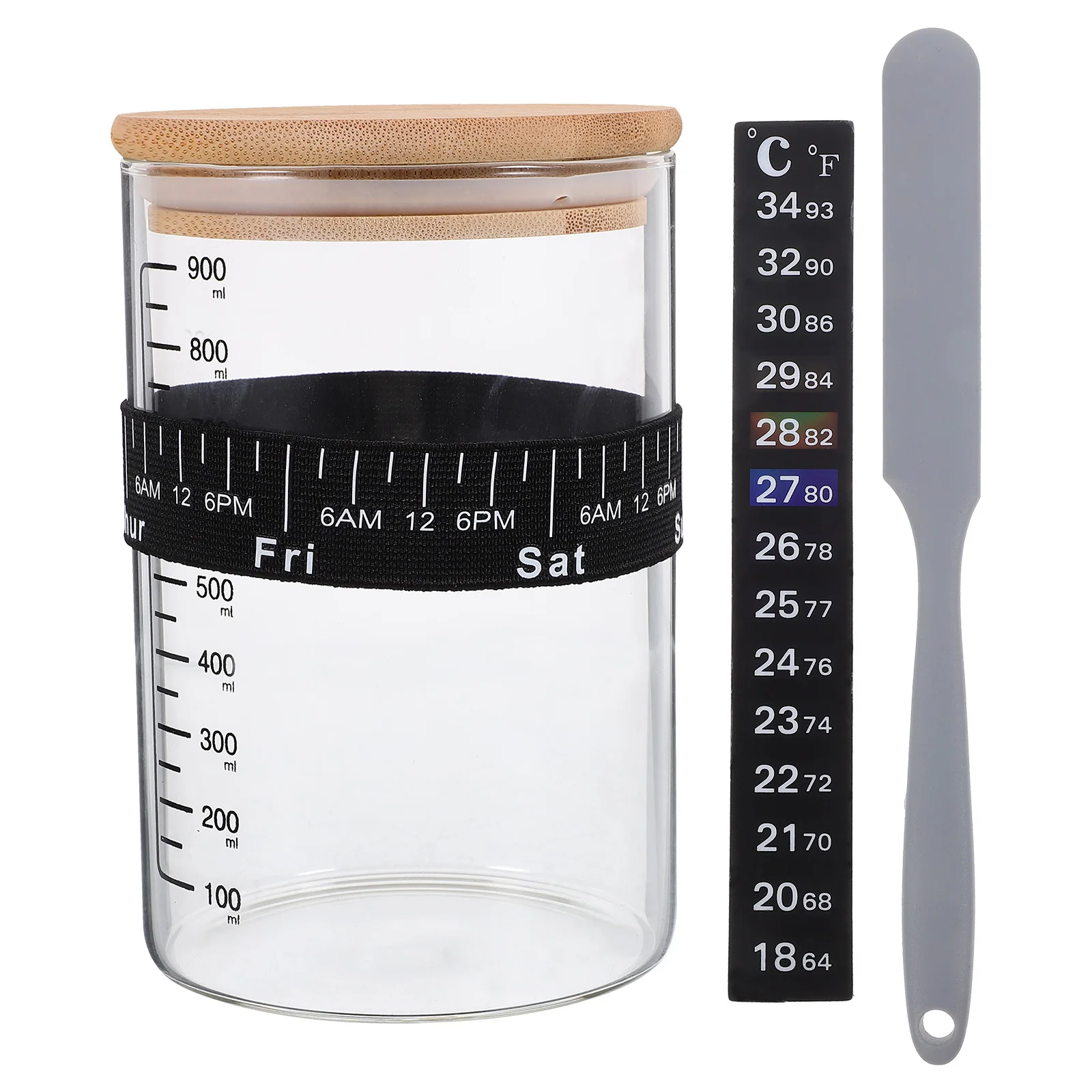 

1Set High Borosilicate Glass Sourdough Jar Fermentation Container Sealed Design for Cultivating Yeast with Spatula and