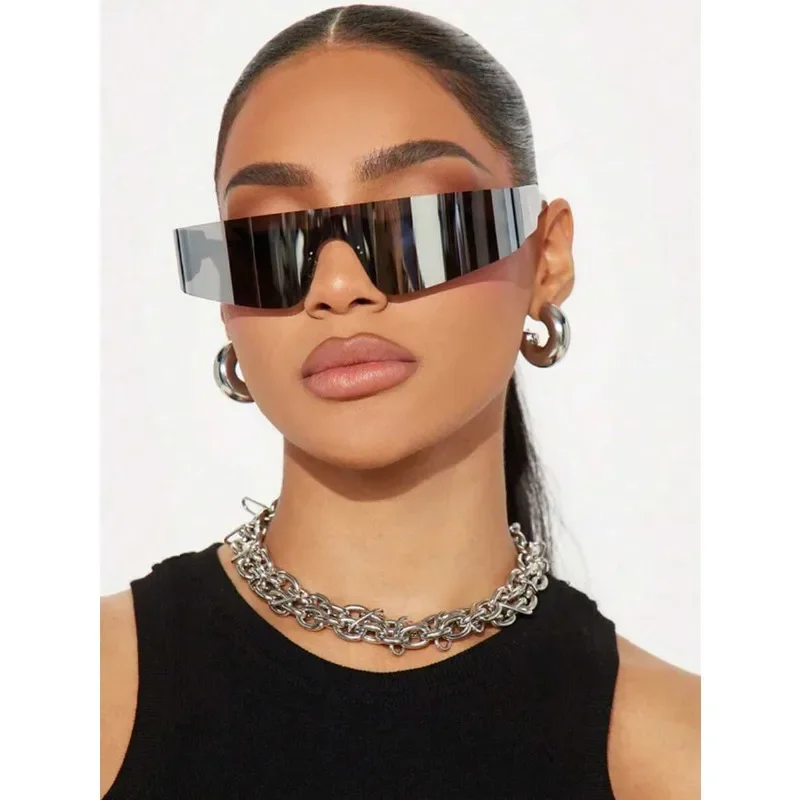 1 pair of frameless trendy glasses, integrated with Y2K future technology style, suitable for daily wearxxx
