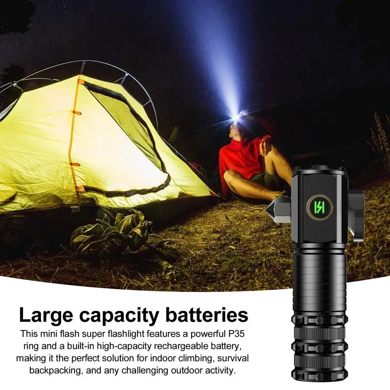 Pocket LED Flashlight Rechargeable Flashlight With Window Hammer Magnetic Flashlight Waterproof Flashlight Adjustable Brightness