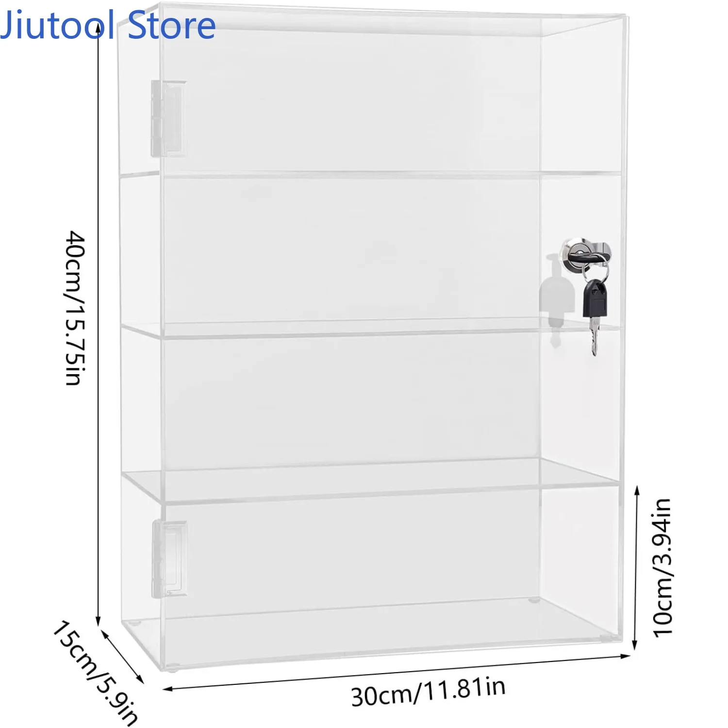 حافظة عرض أكريليك قابلة للقفل مكونة من 4 طبقات مع مفاتيح، حافظة عرض شفافة على سطح الطاولة، قفل خزانة عرض قابلة للفصل