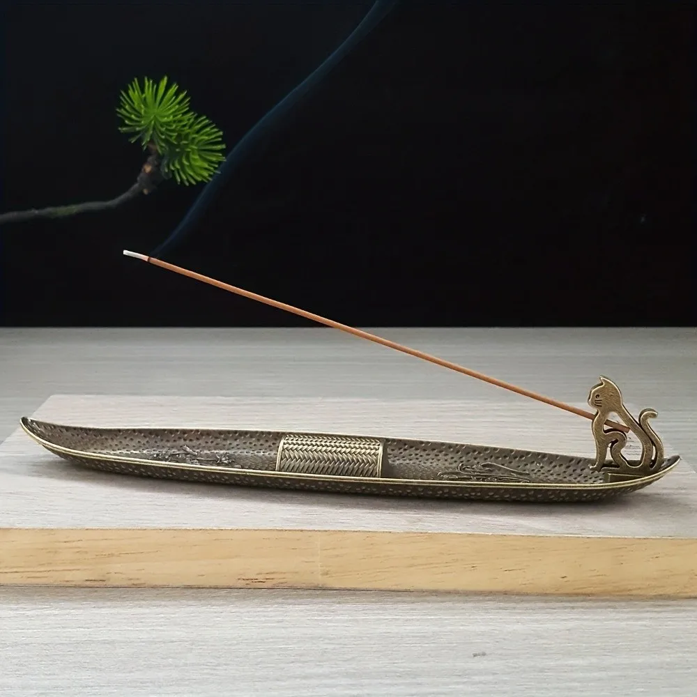 Metal Cat Whispers Incense Tray Traditional Chic Style Incense Burner Tray Sturdy Zen Style Aromatherapy Ornament Party Decor