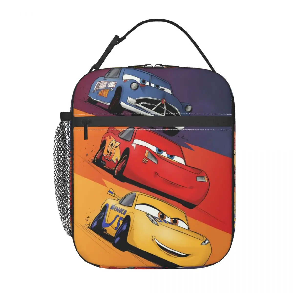 Custom Lightning McQueen Racing Car Thermal Insulated Lunch Bag Women Portable Lunch Tote School Travel multifunzione Food Box