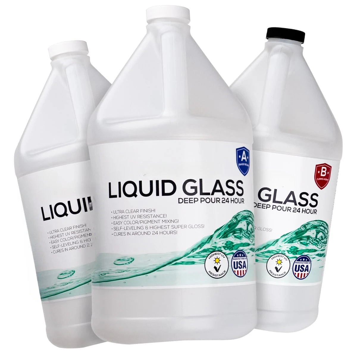 24 Hour Deep Pour Epoxy Resin 3 Gallon / 384 oz Kit, Liquid Glass Clear, Fast Cure, Casting Resin, Bubble Free