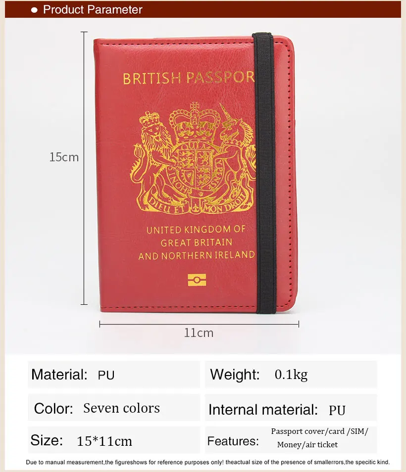 UK United Kingdom Great Britain GB Men Women Travel Passport Covers Holder RFID PU Leather Credit Card Case Storage Wallet Purse