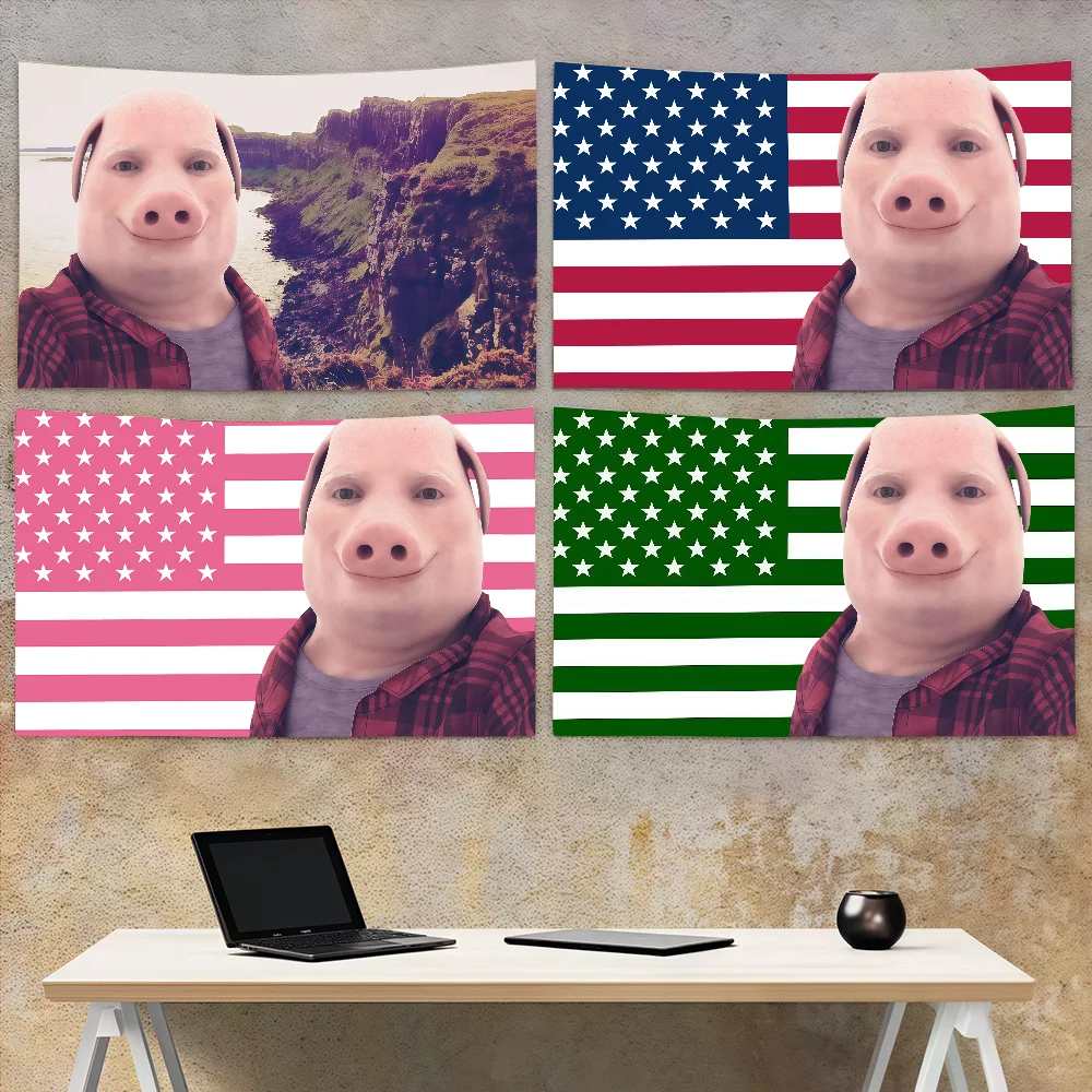 John Pork Smiling Throw flag Decoration Art Picnic Party Home Hanging Camping Outdoor Party Banner