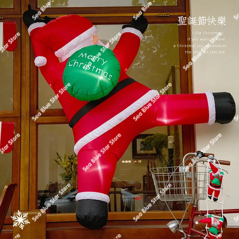 Christmas Decorations Climbing Wall Santa Claus Inflatable Air Model Christmas Dress Up Coffee Shop Atmosphere Scene Layout