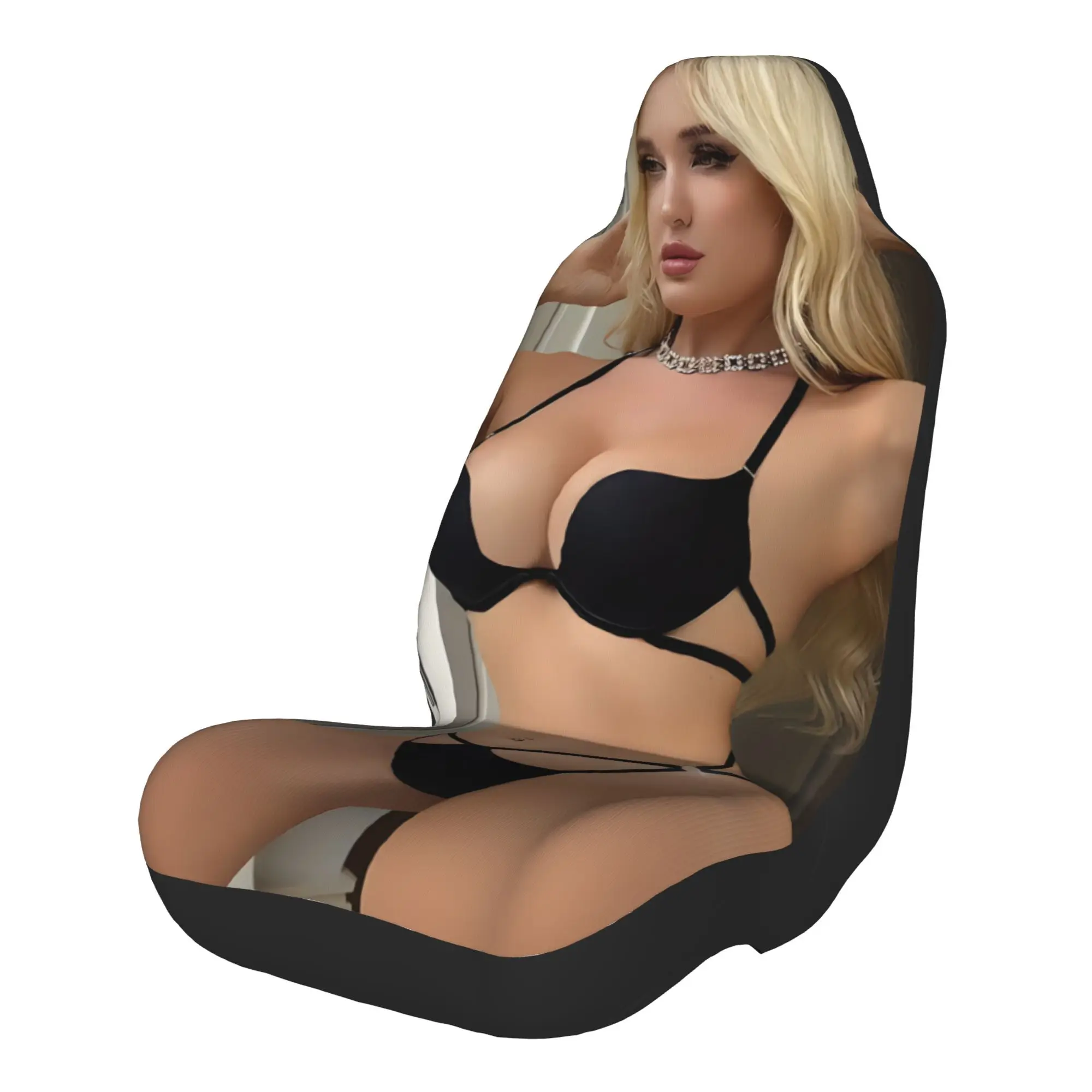 Set Of 2 Black Bikini-Themed Car Seat Covers Designed For Women, Compatible With For All Vehicle Types, Perfect As Birthday Pres