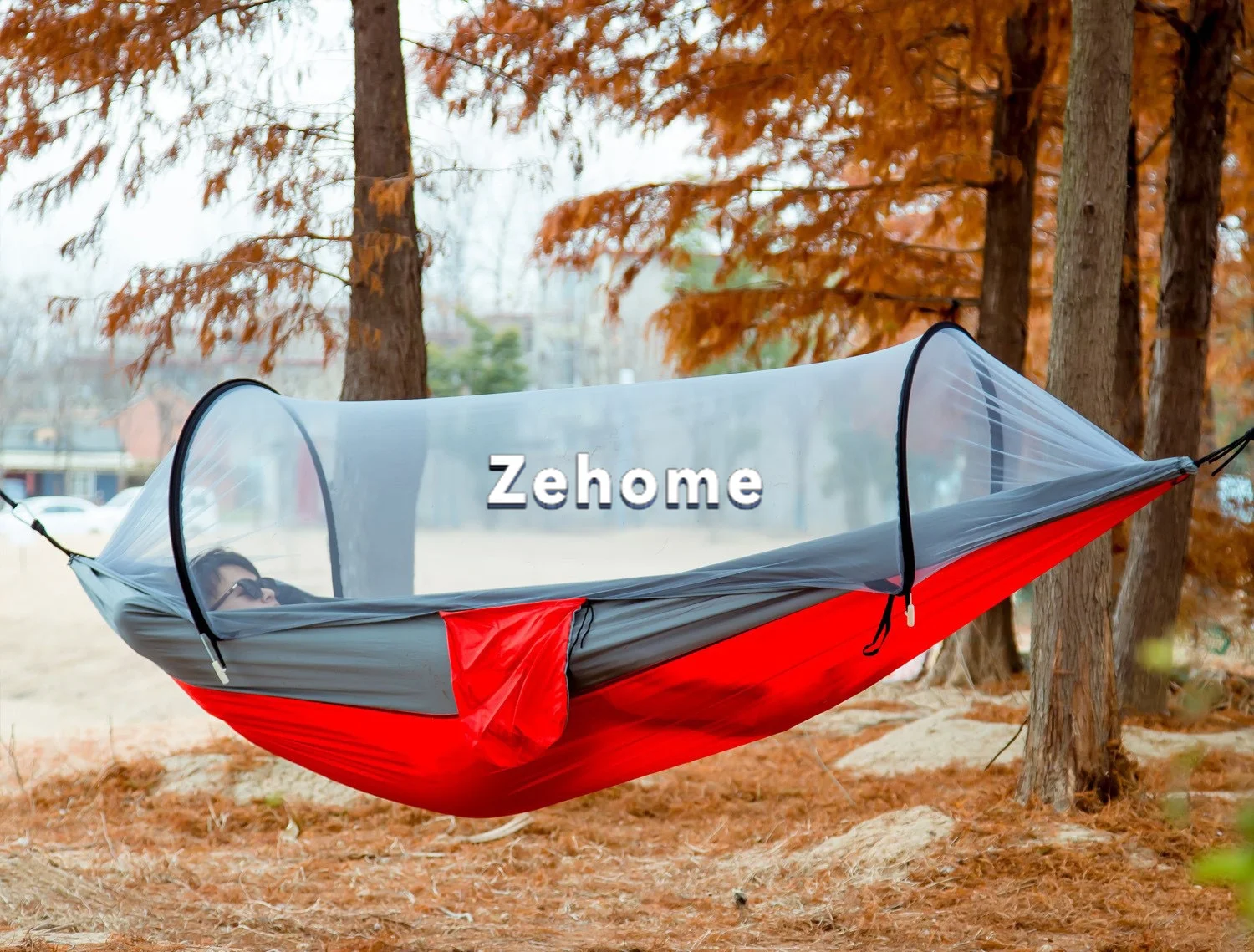 Outdoor quick-start mosquito net, hammock bed with anti-rollover, summer outdoor camping mesh bed with mosquito protection,