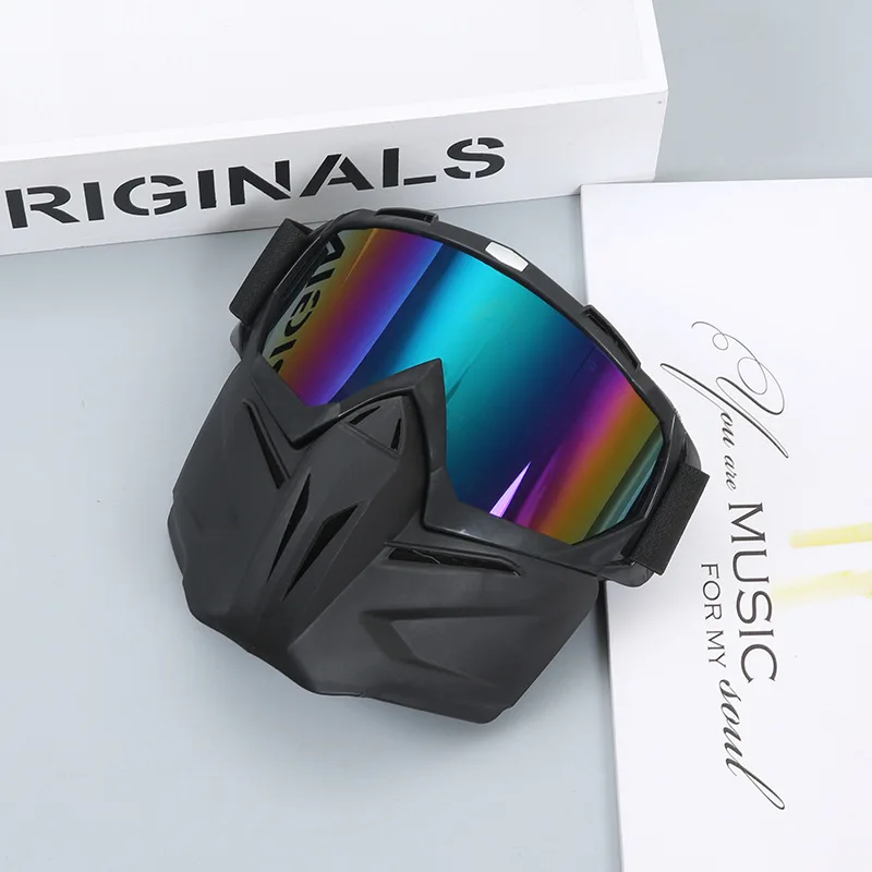 Maschera da equitazione Occhiali Occhiali da sole da motocross Sci Sport all'aria aperta Antivento Multicolor Casco da pilota rimovibile Guarnizione tattica