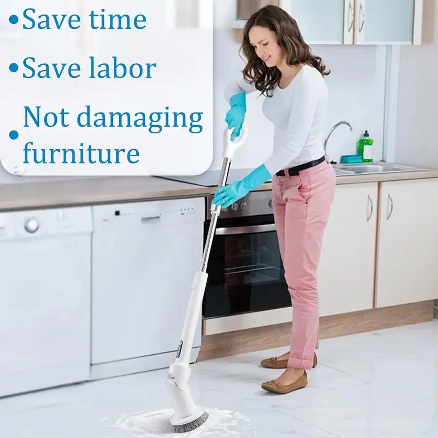 Electric Spin Scrubber, 2024 New FullBody IPX8 Waterproof Bathroom Cleaner Brush, Shower Scrubber with Long Handle amp 2 Speed,