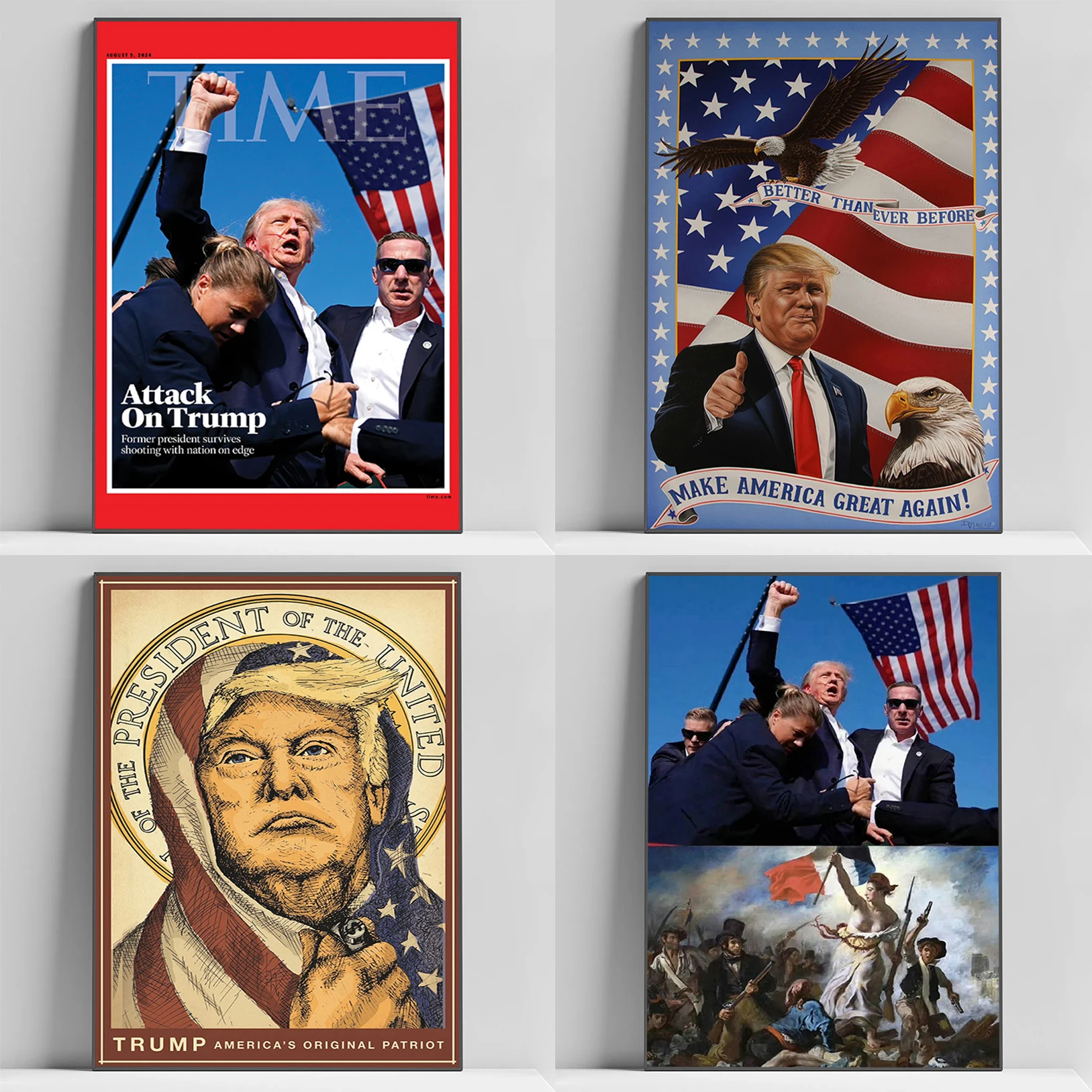 Donald Trump Assault Photo Poster Time Magazine Cover Decoration Home Posters for Wall Art Decorative Paintings Room Decor Decor